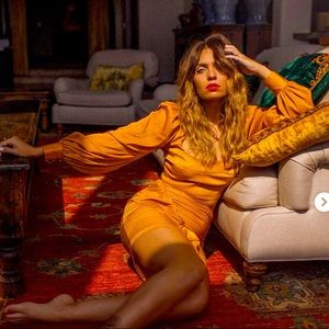 Revolve Gold Satin Long Sleeve Crop Top